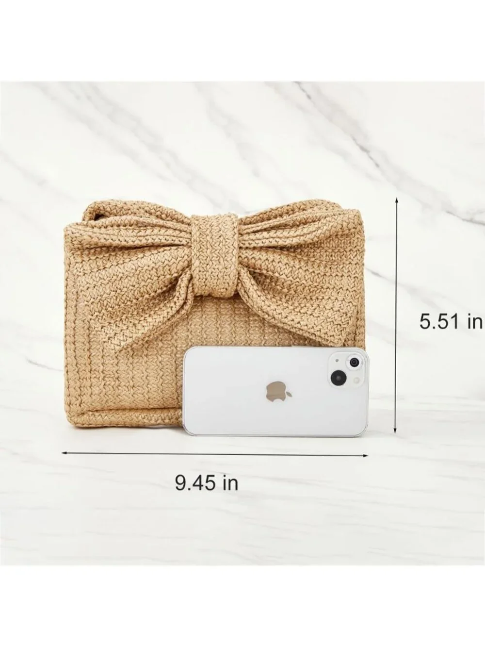 Women’s Khaki5 Straw Woven Clutch Purse Crossbody Evening Wedding Handbag
